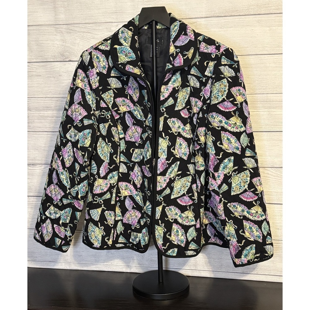 RQT Quilted Jacket – Women's‎ Large – Taupe Geometric Paisley